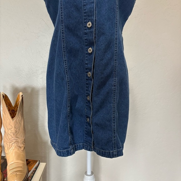 Vintage Denim Button Front  J.L. Sport NY Sleeveless Dress 100% Cotton  Size 8 - Picture 4 of 14
